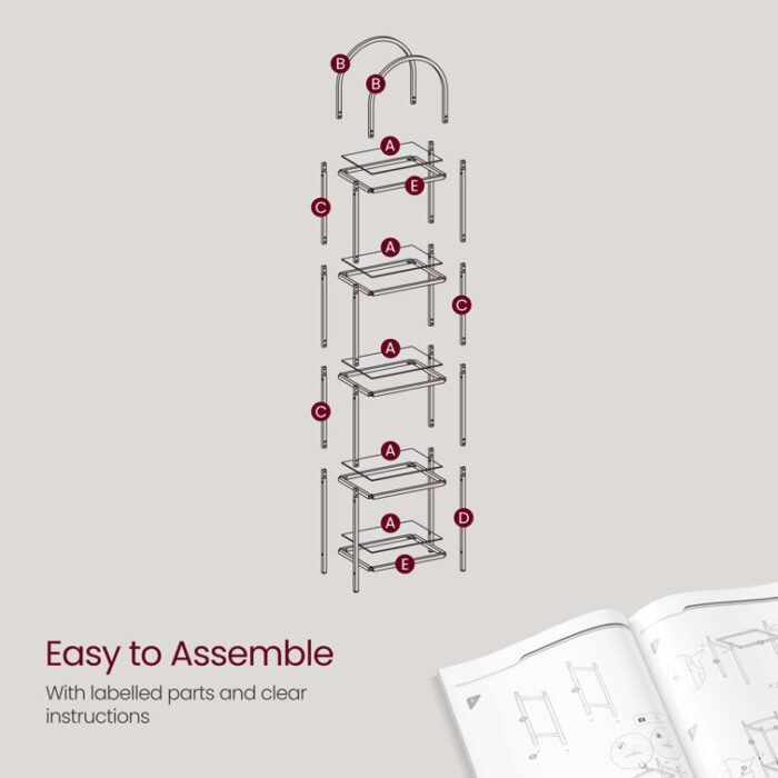 Adrianne 72.2” H X 15.7” W Steel Etagere Bookcase - Chic Decora