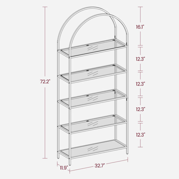 Adrianne 72.2” H x 32.7” W Etagere Bookcase - Chic Decora