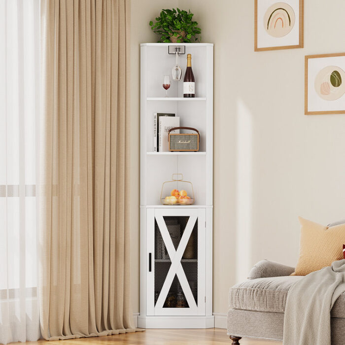 Aghadavy 5-Tier Corner Bookcases - Chic Decora