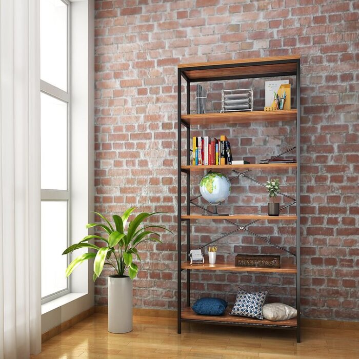 Aidann 70.9” H X 31.6” W Iron Standard Bookcase - Chic Decora