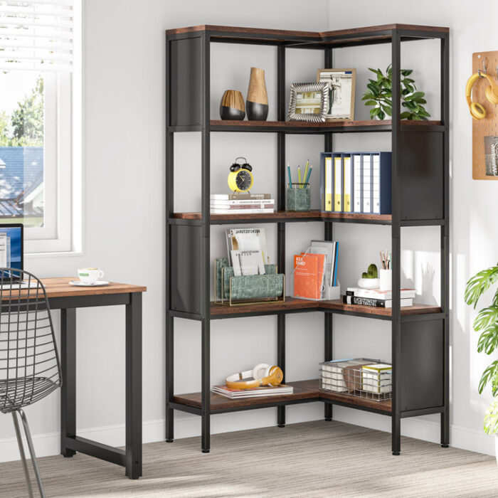 Aidrian Corner Bookcase - Chic Decora