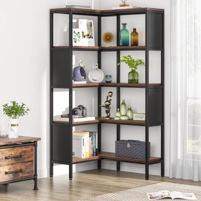 Aidrian Corner Bookcase - Chic Decora