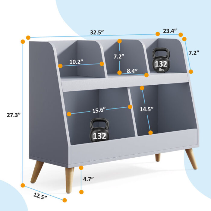 Allya Multi-Cubby Bookcase with Toy Storage - Chic Decora