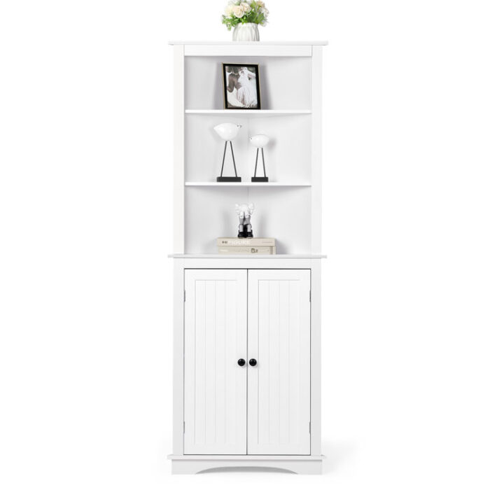 Alsie Unfinished Corner Storage Bookcase - Chic Decora