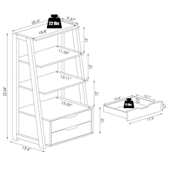 Amalda Ladder Storage Bookcase - Chic Decora