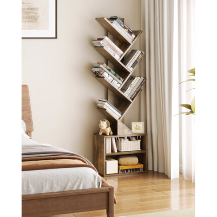 Amina Floor Standing Tree Bookshelf Storage Bookcase - Chic Decora