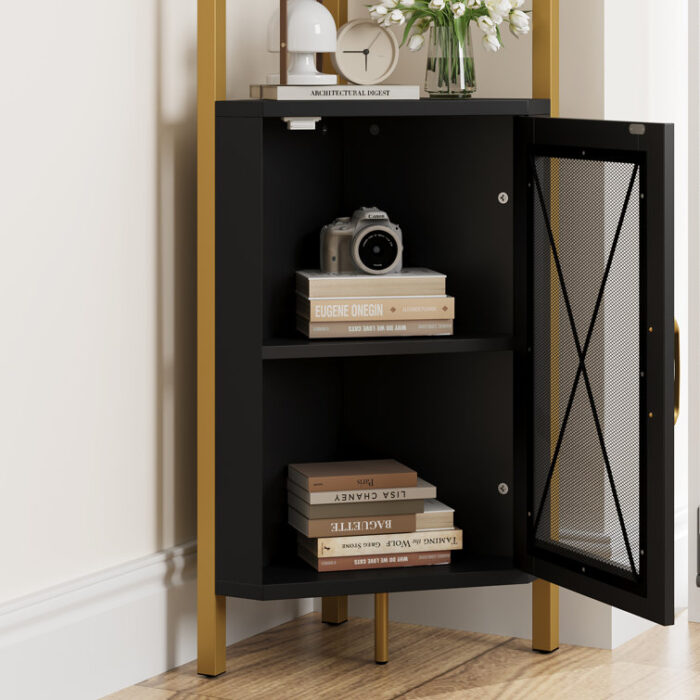 Andros 71.2” H x 17.7” W 6-Tier Steel Corner Bookcase - Chic Decora