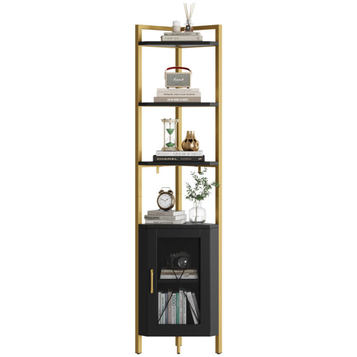 Andros 71.2” H x 17.7” W 6-Tier Steel Corner Bookcase - Chic Decora