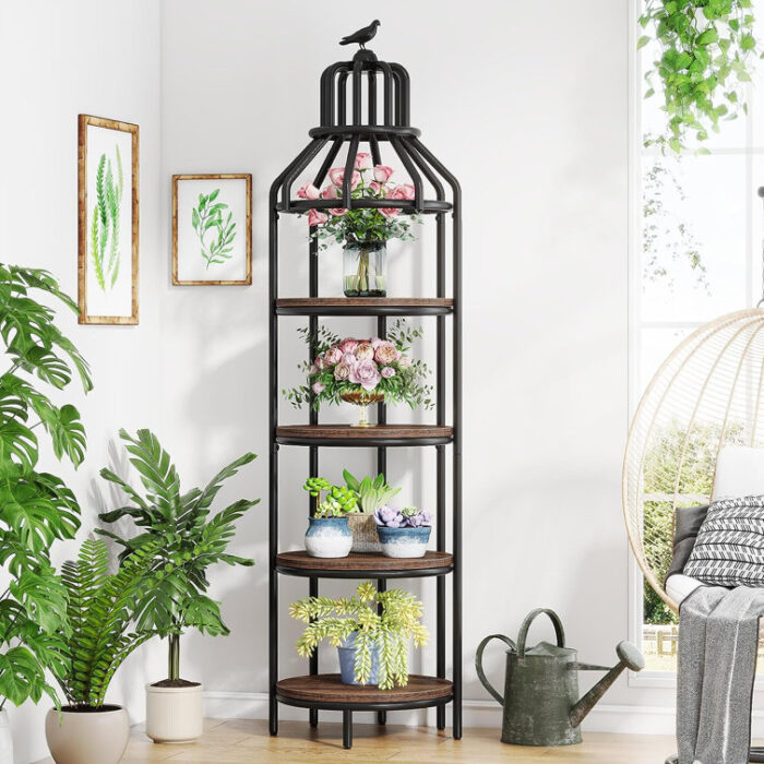 Aprie Corner Bookcase - Chic Decora