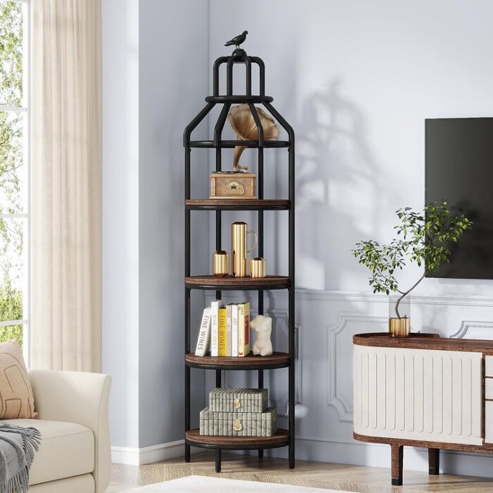 Aprie Corner Bookcase - Chic Decora