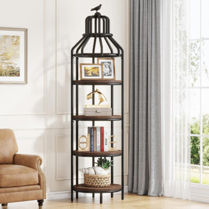 Aprie Corner Bookcase - Chic Decora