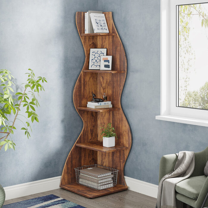 Arhab Corner Bookcase - Chic Decora