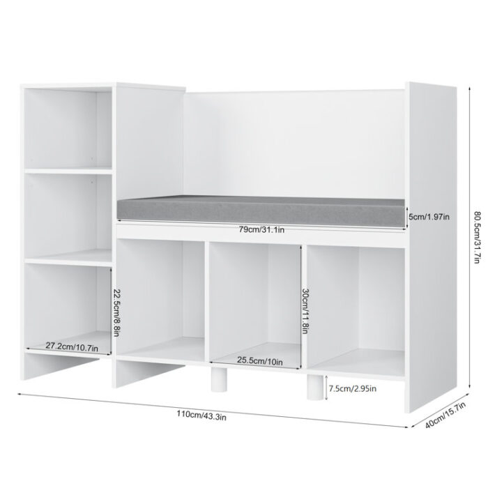 Aricella 31.7” H x 43.3” W Cube Bookcase with Reading Nook - Chic Decora