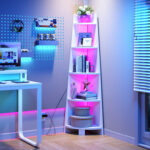 Arieona Modern Display Corner Bookcase with Colorful LED Light - Chic Decora