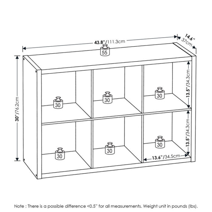 Arlton 30” H X 43.8” W 6-Cube Bookcase - Chic Decora