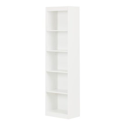 Axess Narrow 5-Shelf Narrow Bookcase Pure White - Chic Decora