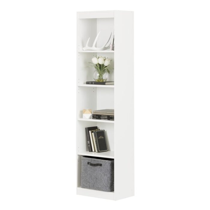 Axess Narrow 5-Shelf Narrow Bookcase Pure White - Chic Decora