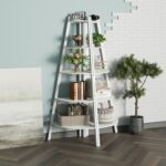 Azariah 5-Tier Iron Corner Shelf, Freestanding Ladder Bookcase - Chic Decora