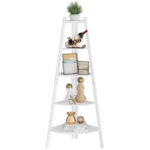 Azariah 5-Tier Iron Corner Shelf, Freestanding Ladder Bookcase - Chic Decora