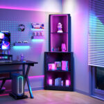 Badina Modern Display Corner Bookcase with Colorful LED Light - Chic Decora