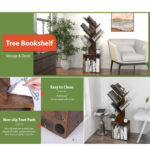 Baleigh 4 Tier Tree Bookshelfwith storage Free Standing Bookcase - Chic Decora