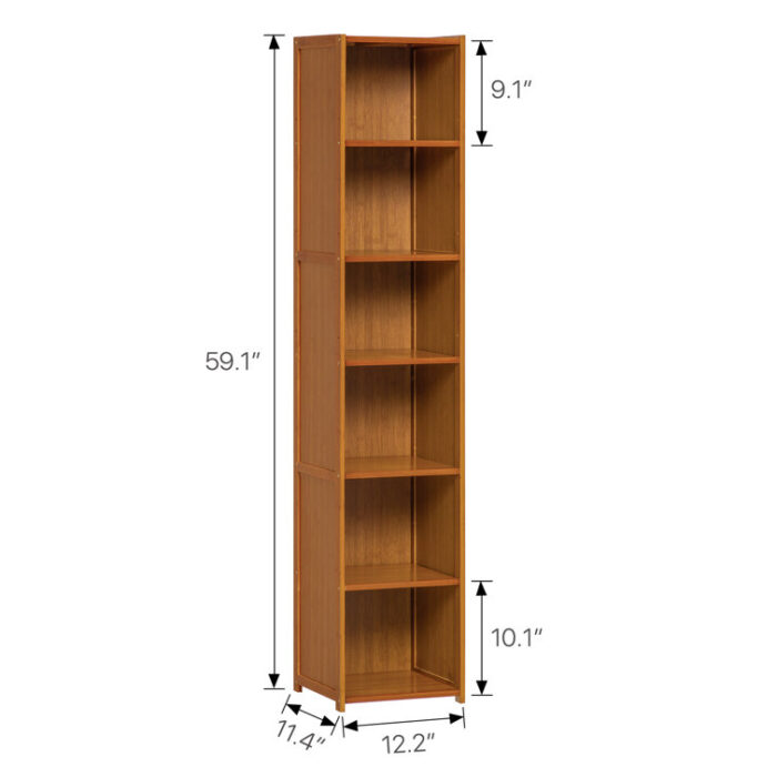 Bamboo 6 Tiers Standard Bookcase, Free Standing Books Display Modern Bookshelf for Home - Chic Decora