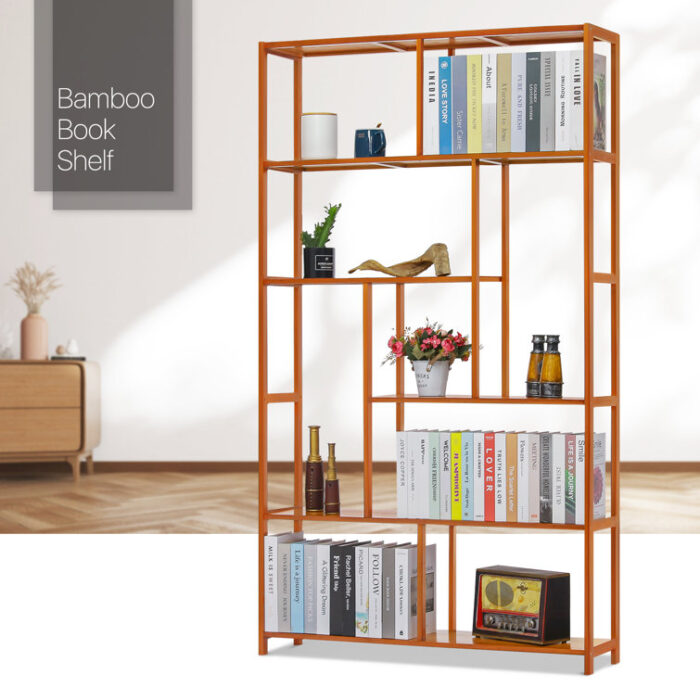 Bamboo Modern Bookcase, Open Bookshelf, Books Display Shelf for Home - Chic Decora