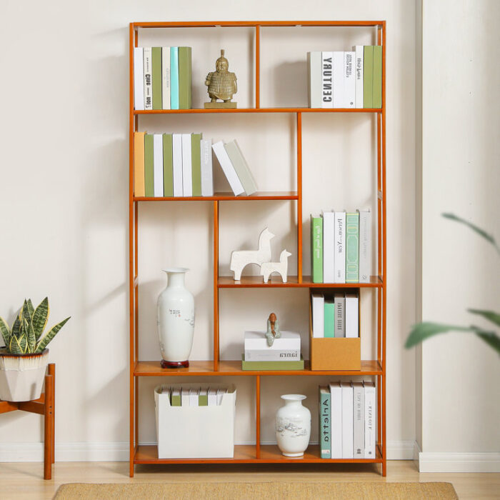 Bamboo Modern Bookcase, Open Bookshelf, Books Display Shelf for Home - Chic Decora