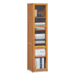 Bamboo Narrow 5 Tiers Standard Bookcase with Acrylic Doors, Display Storage Bookshelf for Home - Chic Decora