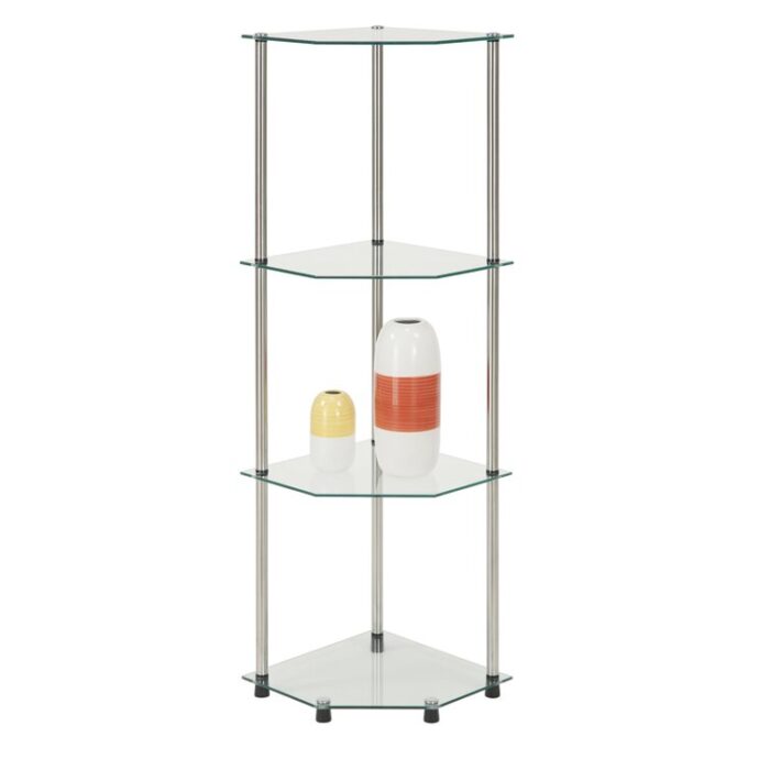 Beckett 46.5″ H x 13.8″ W Metal Corner Bookcase - Chic Decora