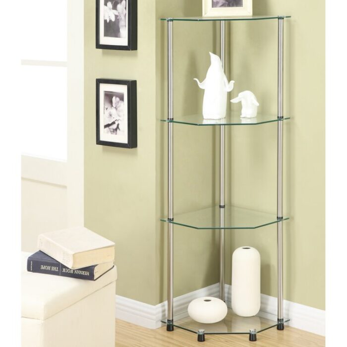 Beckett 46.5″ H x 13.8″ W Metal Corner Bookcase - Chic Decora