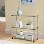 Beckett Etagere 26.50″ Glass Bookcase with Metal Poles - Chic Decora