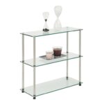 Beckett Etagere 26.50″ Glass Bookcase with Metal Poles - Chic Decora