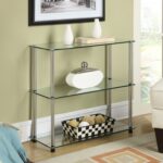 Beckett Etagere 26.50″ Glass Bookcase with Metal Poles - Chic Decora