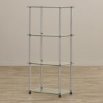 Beckett Etagere Glass Bookcase with Metal Poles - Chic Decora