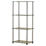 Beckett Etagere Glass Bookcase with Metal Poles - Chic Decora