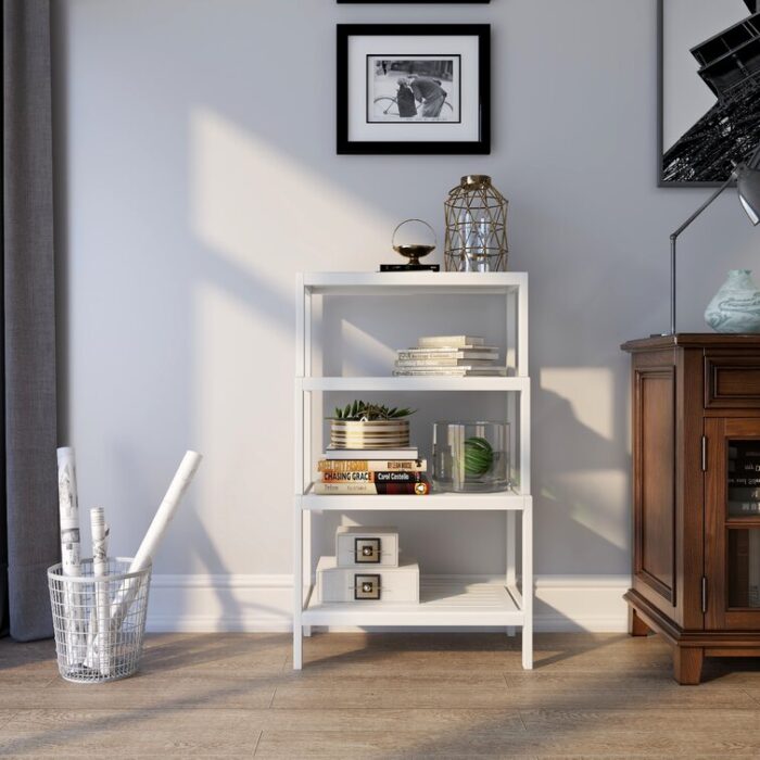 Bernardston Chestnut Solid Wood Four Tier Step Bookcase - Chic Decora