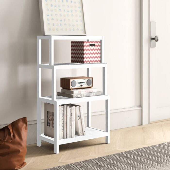 Bernardston Chestnut Solid Wood Four Tier Step Bookcase - Chic Decora