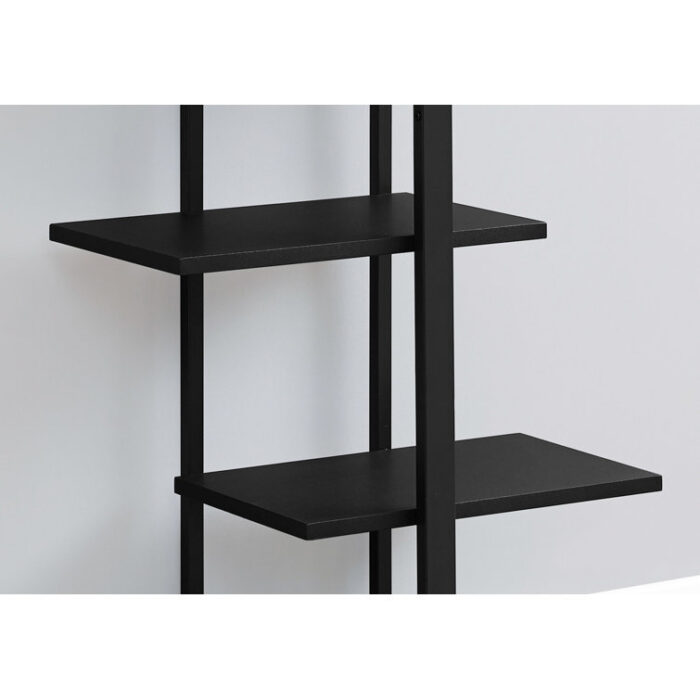 Blalock Bookshelf, Bookcase, Etagere, 5 Tier, 60″H, Office, Bedroom, Metal, Laminate, Brown, Black - Chic Decora