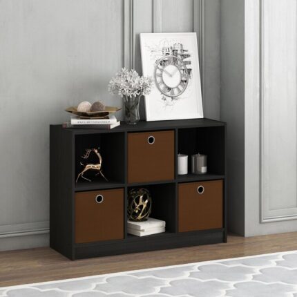 Darley 26.2″ W Wood Corner Bookcase with Charging & Compartments - Chic Decora