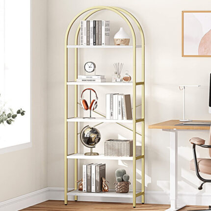 Revyn 70.8” H x 23.6” W Steel Etagere Bookcase - Chic Decora