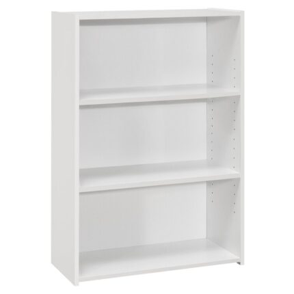 Bookshelf, Bookcase, 4 Tier, 36″H, Office, Bedroom, Laminate, White, Transitional - Chic Decora