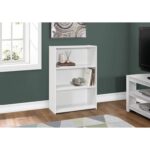 Bookshelf, Bookcase, 4 Tier, 36″H, Office, Bedroom, Laminate, White, Transitional - Chic Decora