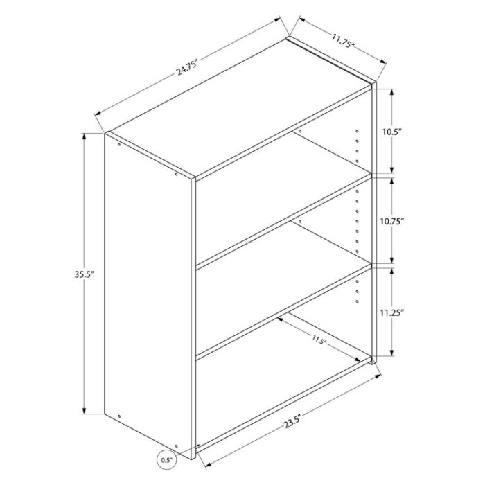 Bookshelf, Bookcase, 4 Tier, 36″H, Office, Bedroom, Laminate, White, Transitional - Chic Decora