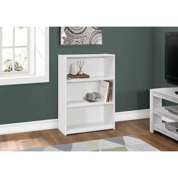 Bookshelf, Bookcase, 4 Tier, 36″H, Office, Bedroom, Laminate, White, Transitional - Chic Decora