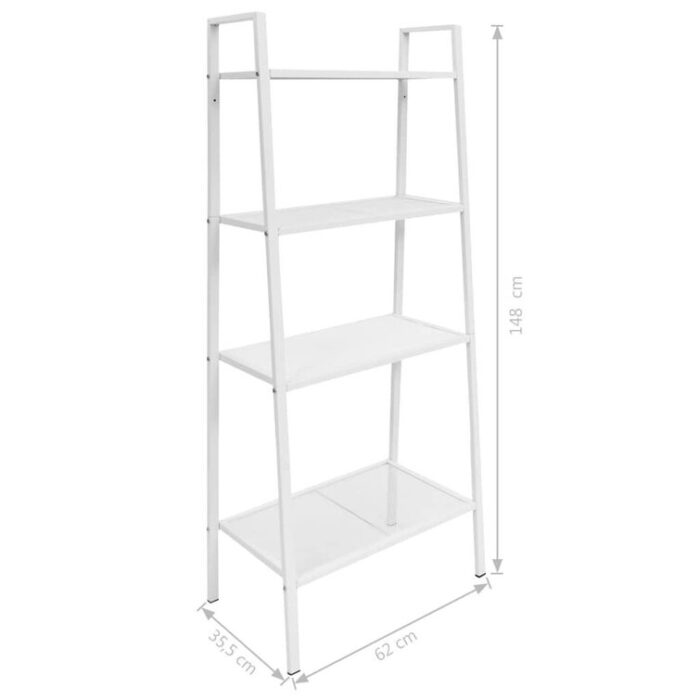 Bookshelf Ladder Bookcase Plant Display Shelving Unit 4 Tiers Metal - Chic Decora