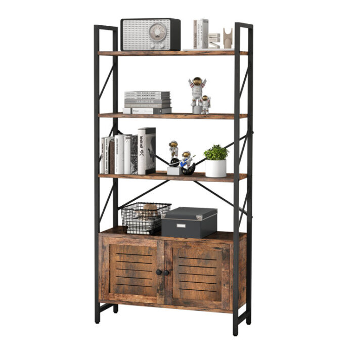 Braegha 64.1″H x 31.5″W Wood Etagere Bookcase with Cabinet - Chic Decora