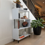 Breuer 4-Tier White S-Shaped Bookcase with Black Hardware Accents - Chic Decora