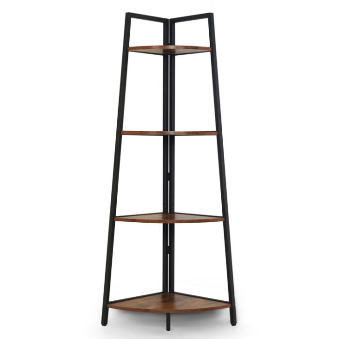 CAPHAUS Wonnie 4-Tier Display Shelves, Ladder Corner Wood Storage Plant Bookshelf - Chic Decora