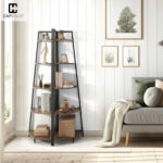 CAPHAUS Wonnie 4-Tier Display Shelves, Ladder Corner Wood Storage Plant Bookshelf - Chic Decora